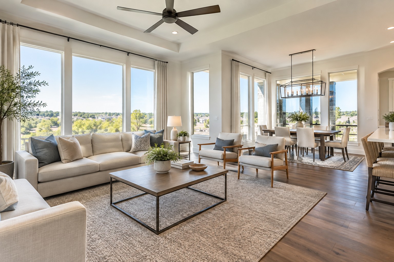 A bright Dallas-Fort Worth home interior, illustrative